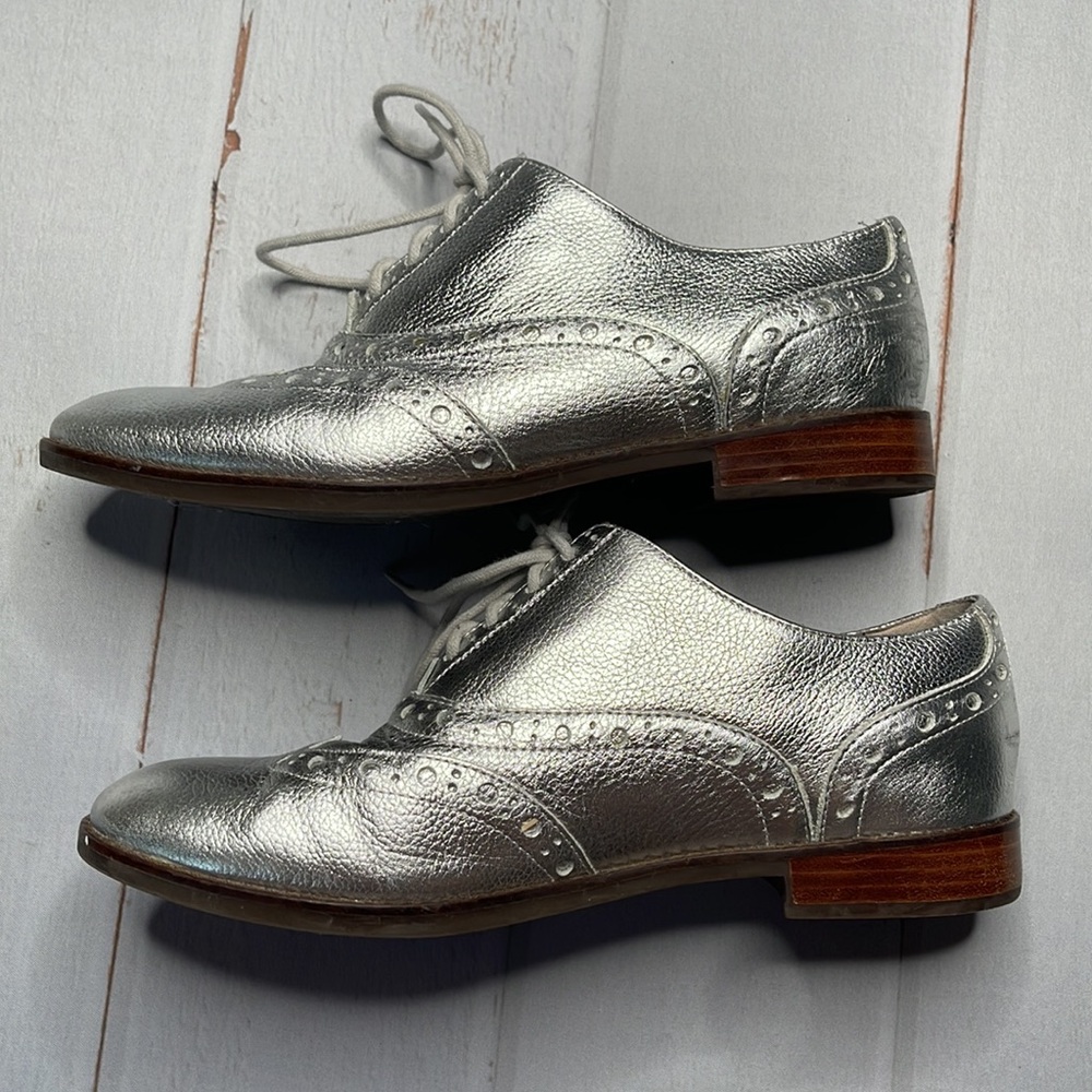 Vionic 10 Hadley Oxford Shoes Silver Wingtips Ladies Lace Up Dressy Rockabilly - Picture 8 of 17